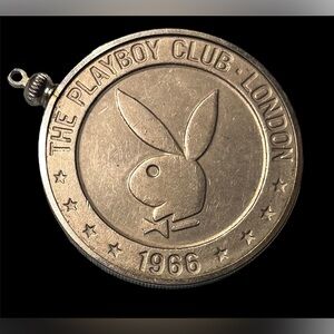 Silver Tone 1966 Playboy Club Gaming Key Token London England Missing Key Chain